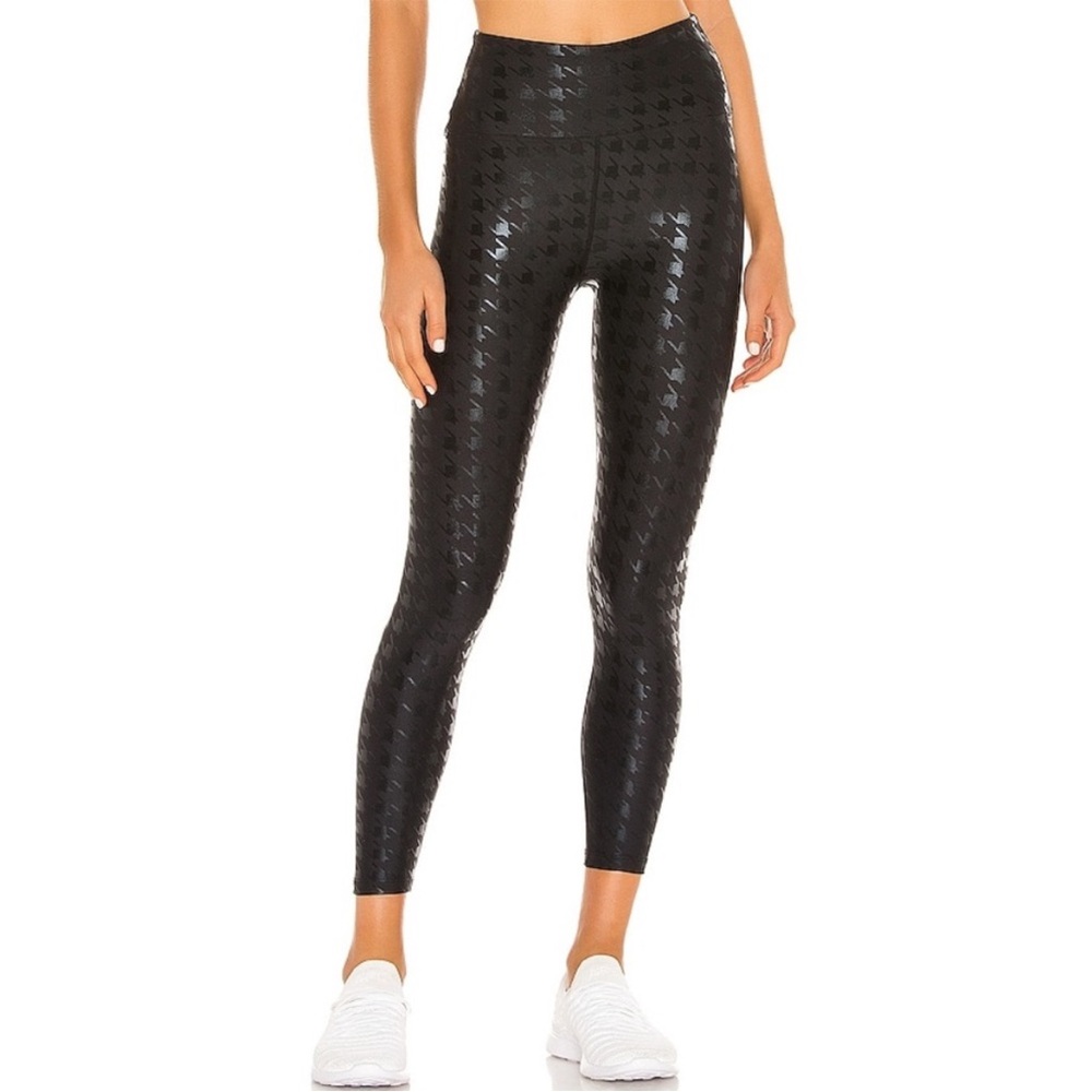 Year of Ours Black Houndstooth Leggings - Size Medium